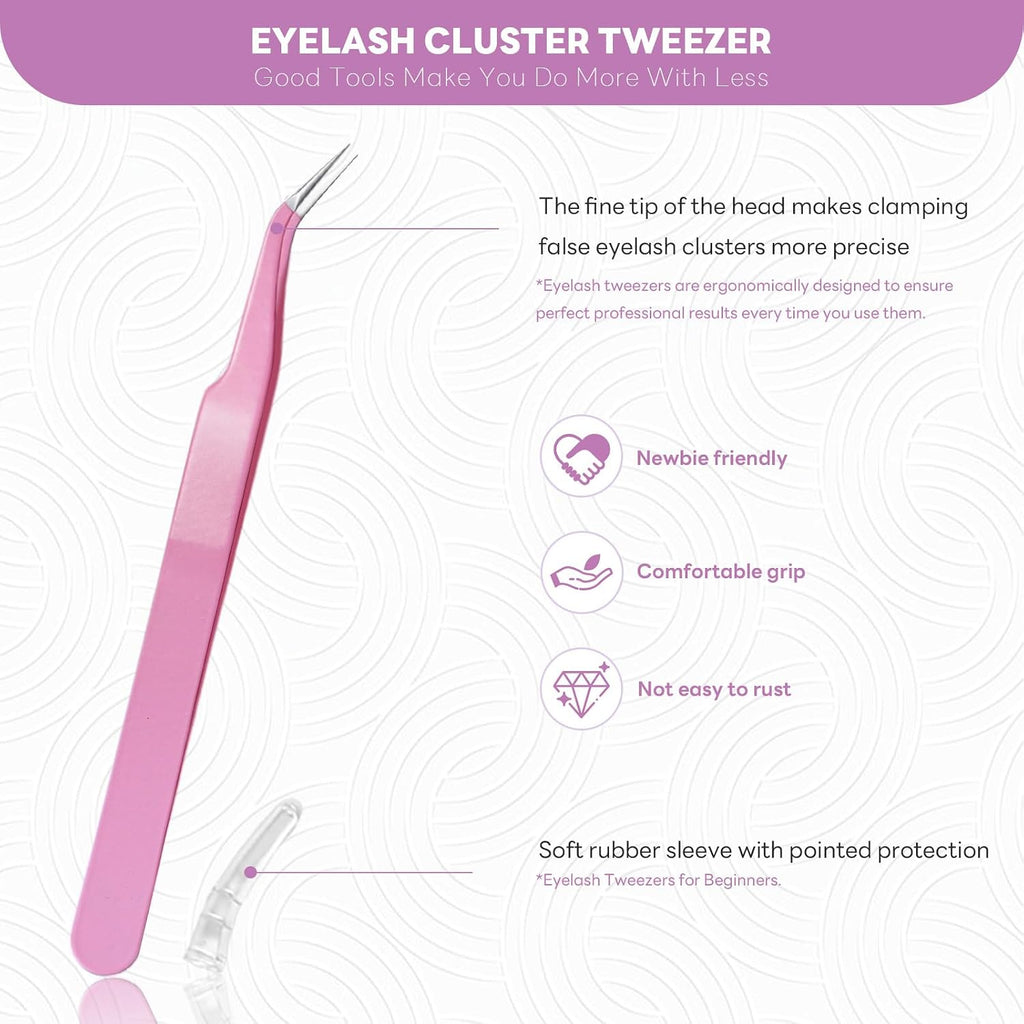 Lash Cluster Glue Bond and Seal Kit with Lash Glue Remover and Tweezers for Lash Extension Clusters Fast Removal