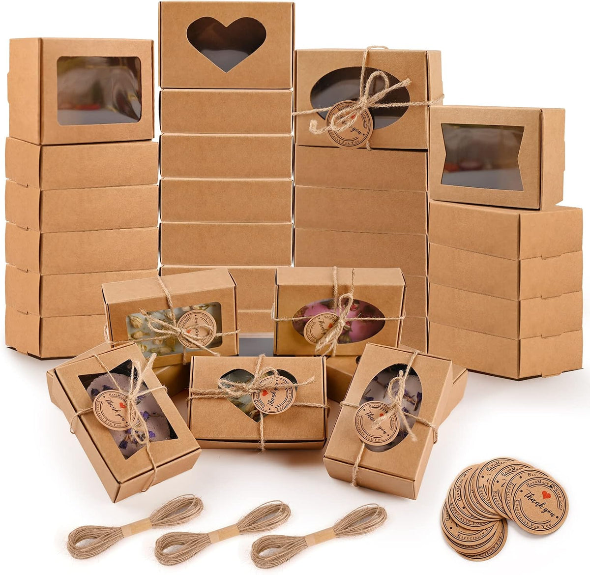 Soap Boxes for Homemade Soap, Soap Packaging Gift Box with Window