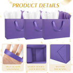 12 Pack Large Purple Gift Bags with Handles & 24 Tissue Papers