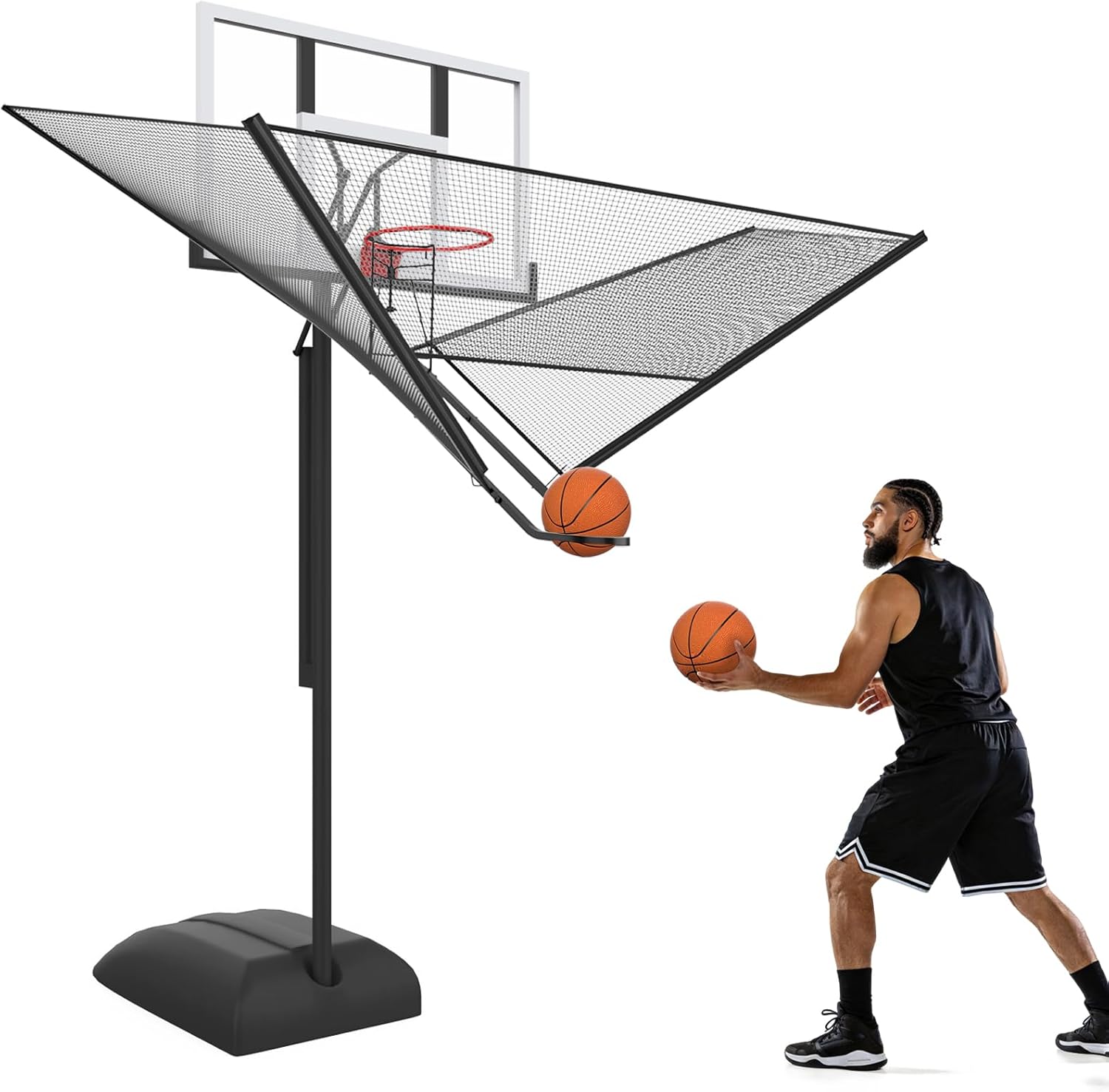 Upgrade Basketball Shot Trainer with Net Return Attachment, Heavy Duty Basketball Rebounder Ball Return for