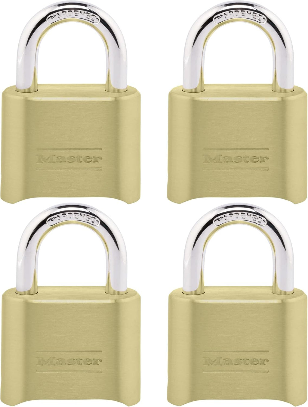Combination Padlock Outdoor Brass Lock, Gate Lock 4-Pack 175EC4 | Resettable 4-digit Combination Lock For Gates