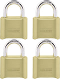 Combination Padlock Outdoor Brass Lock, Gate Lock 4-Pack 175EC4 | Resettable 4-digit Combination Lock For Gates