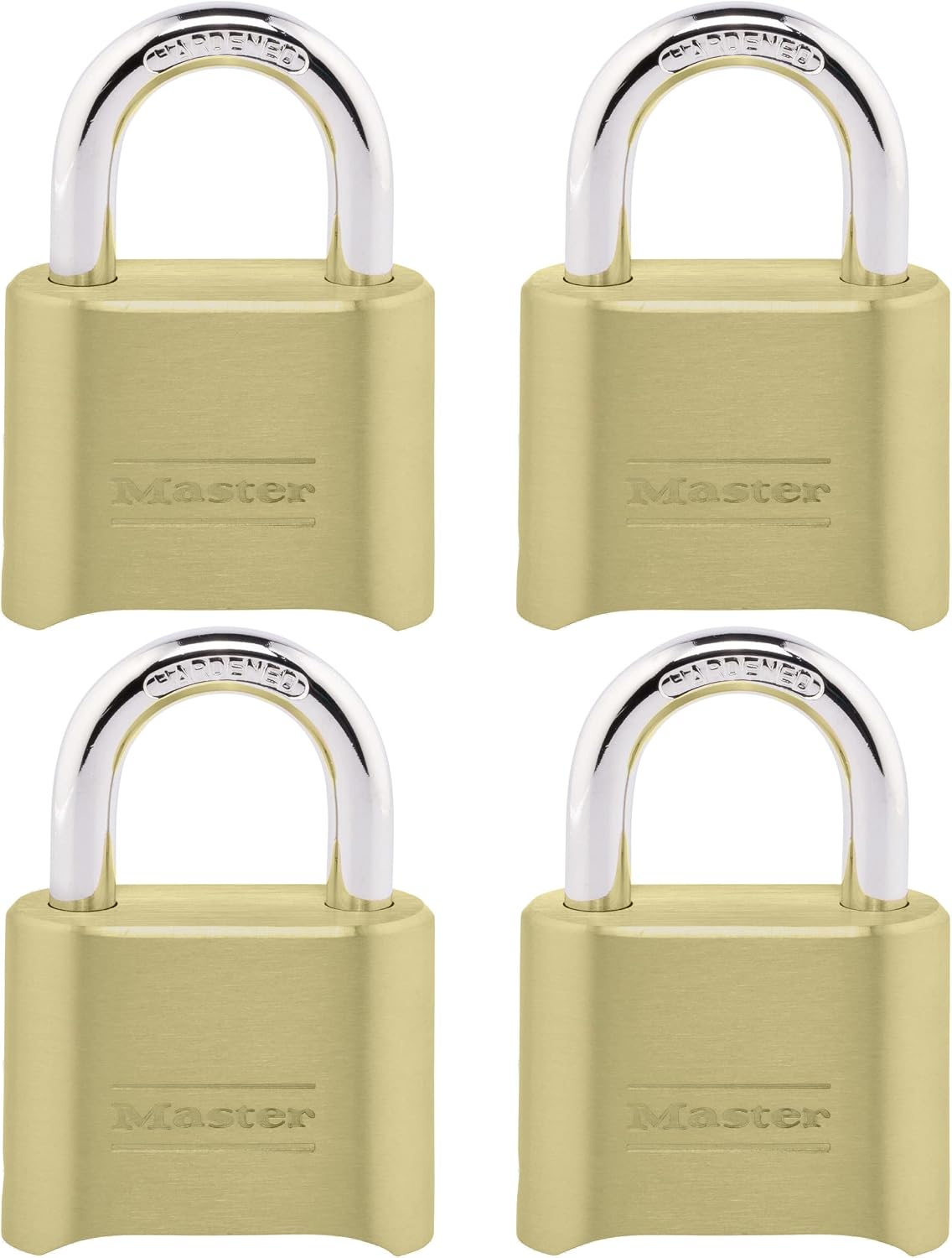 Combination Padlock Outdoor Brass Lock, Gate Lock 4-Pack 175EC4 | Resettable 4-digit Combination Lock For Gates