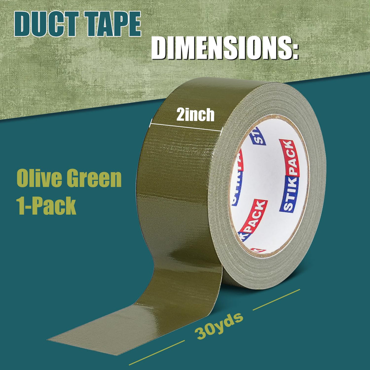 Heavy Duty Olive Green Duct Tape 2 Inches x 90 Feet, 1 Roll