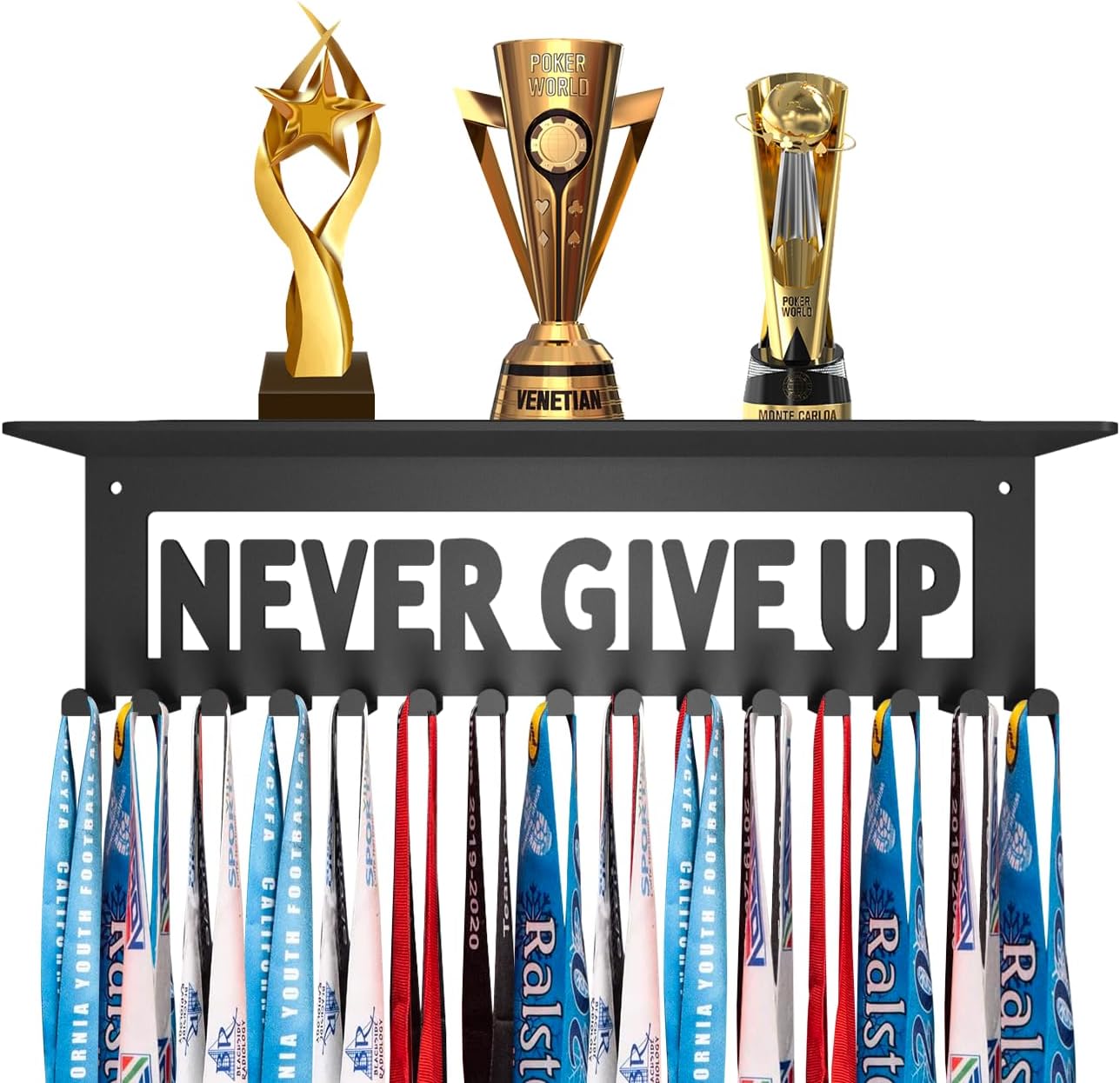 Medal Hanger - Ribbon Holder & Display Frame for Medals & Awards - Wall Mounted Metal Trophy Rack - Easy to Install