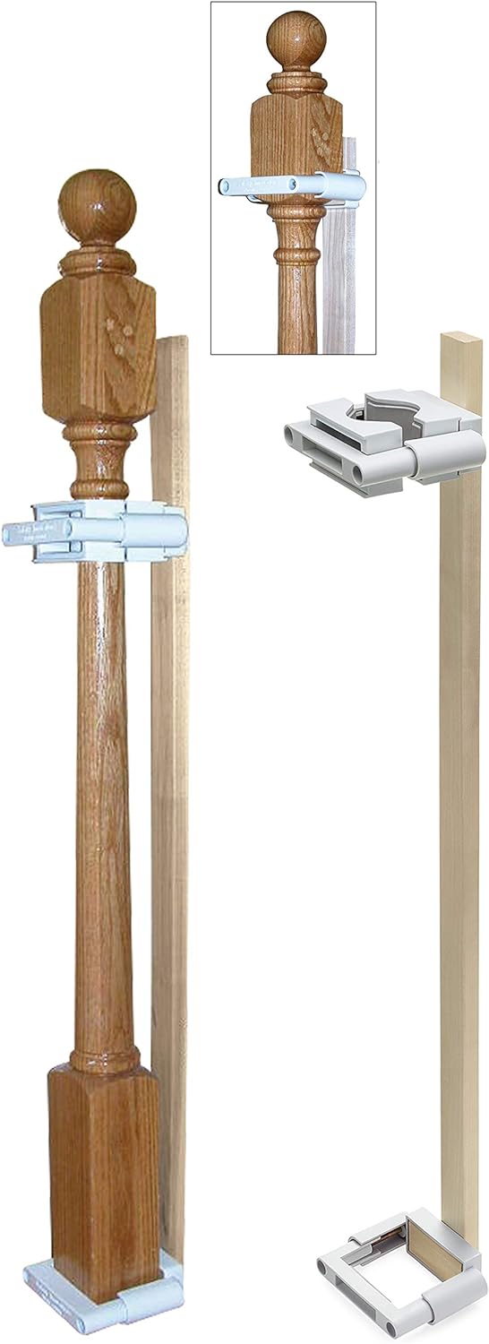 No Hole Stairway Baby Gate Mounting Kit - Fits Posts from 2 3/4 inches to 3 1/2 inches Wide with Square or Round Tops