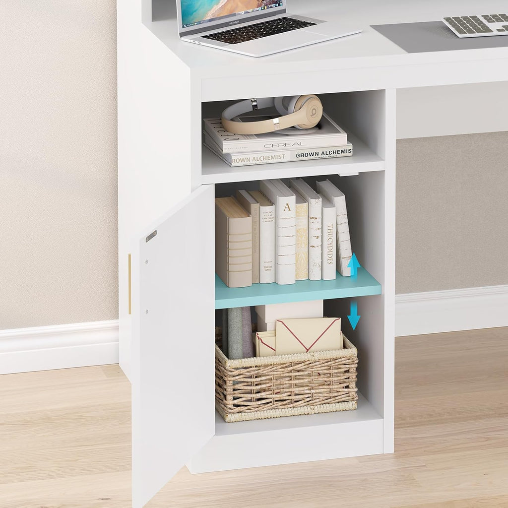 Computer Desk with 3 Drawer & Storage Shelves, Home Office Desk with File Drawer & Cabinet, Writing Study Table with