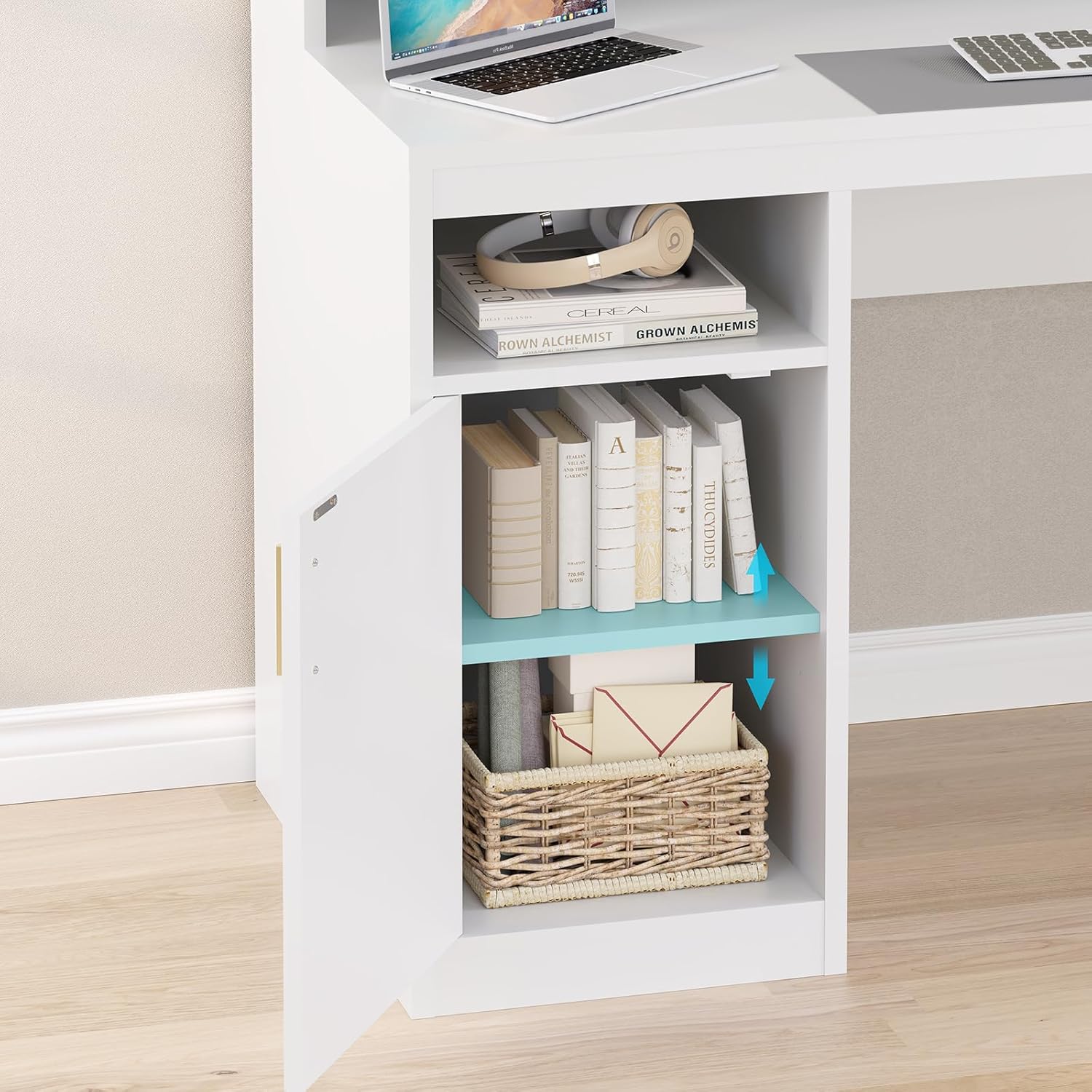 Computer Desk with 3 Drawer & Storage Shelves, Home Office Desk with File Drawer & Cabinet, Writing Study Table with