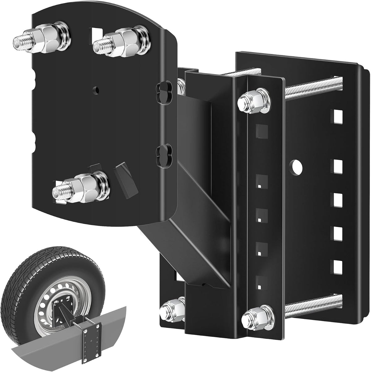 Trailer Spare Tire Mount Bracket, Heavy Duty Spare Tire Carrier Mount for Boat and RV, Fits Most 4 5 6 Lugs Wheels on
