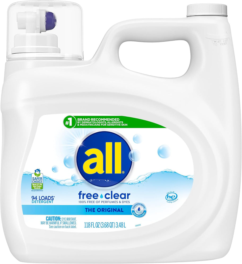 Liquid Laundry Detergent Free Clear, Unscented, 118 Ounce, 94 Loads