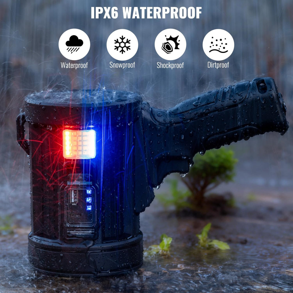 Rechargeable Spotlight,2000000 LM Super Bright Handheld Spot Light LED Flashlight High Lumens,Powered Spotlight Large