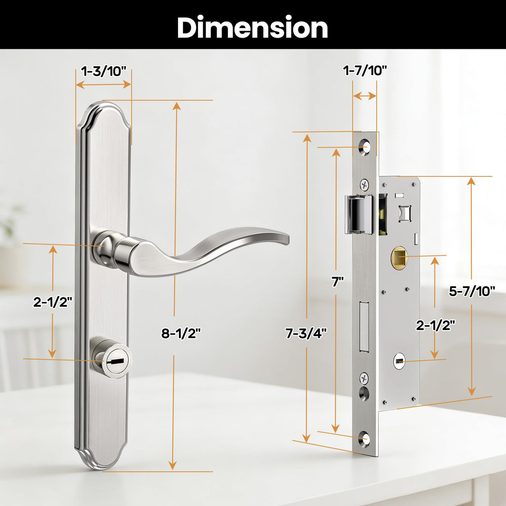 Storm Door Handle Complete Set,Mortise Keyed Lever Mount Latch withDeadbolt