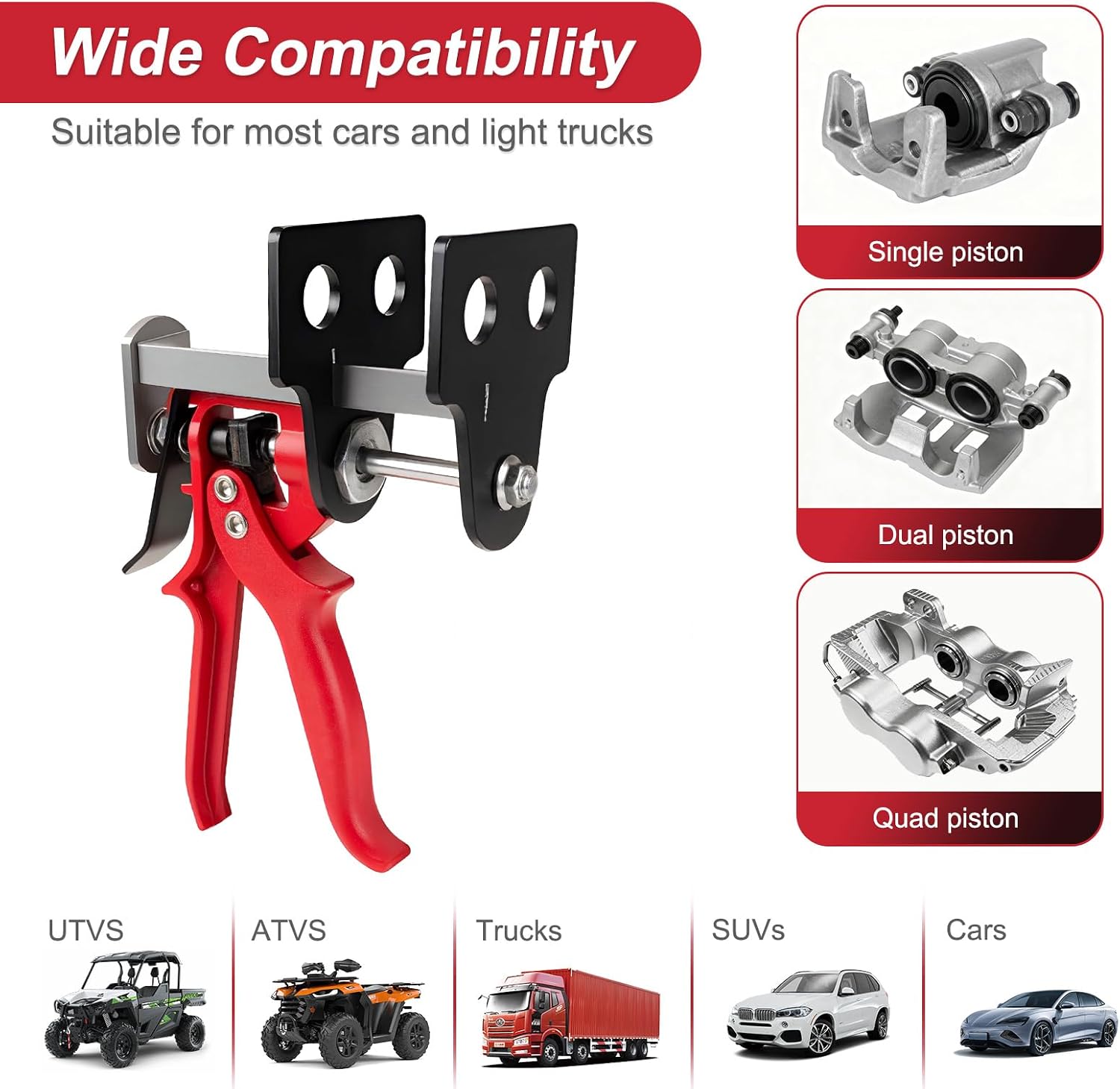Brake Caliper Compression Tool, 4 Piston Brake Caliper Tool for Single/Twin/Quad Piston Calipers, 29100 Brake Pad