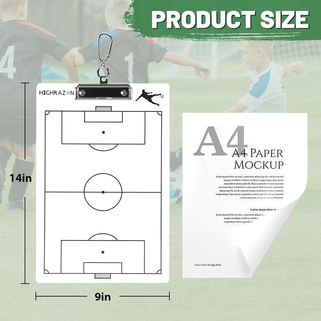Soccer Coaches Clipboard, White Double-Sided Dry Erase Coach Clipboard, Soccer Whiteboard for Coaches, Lineup White