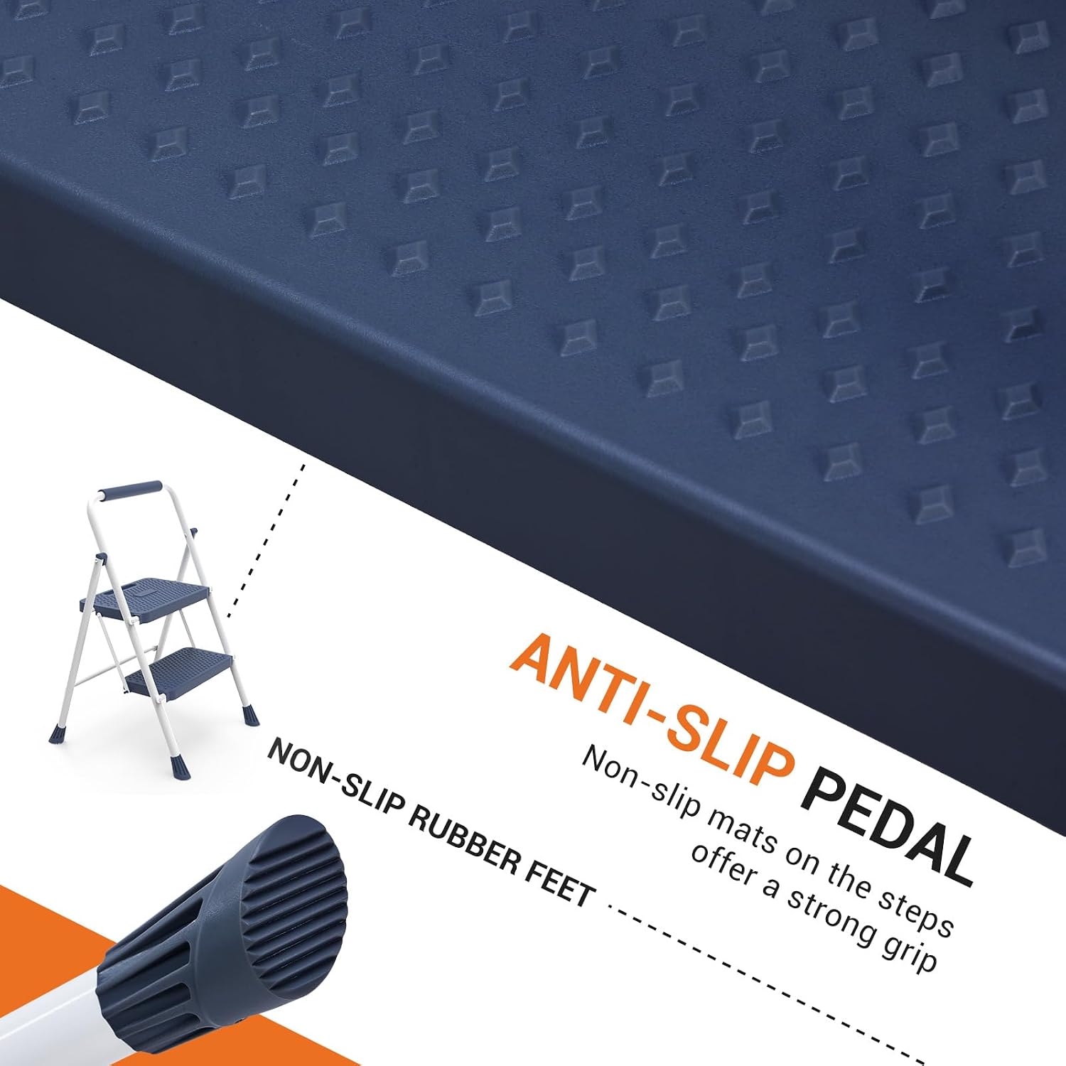 2 Step Ladder, 800lbs Folding Step Stool with Wide Anti-Slip Pedal, Sturdy Ladder, Convenient Handrail, Lightweight