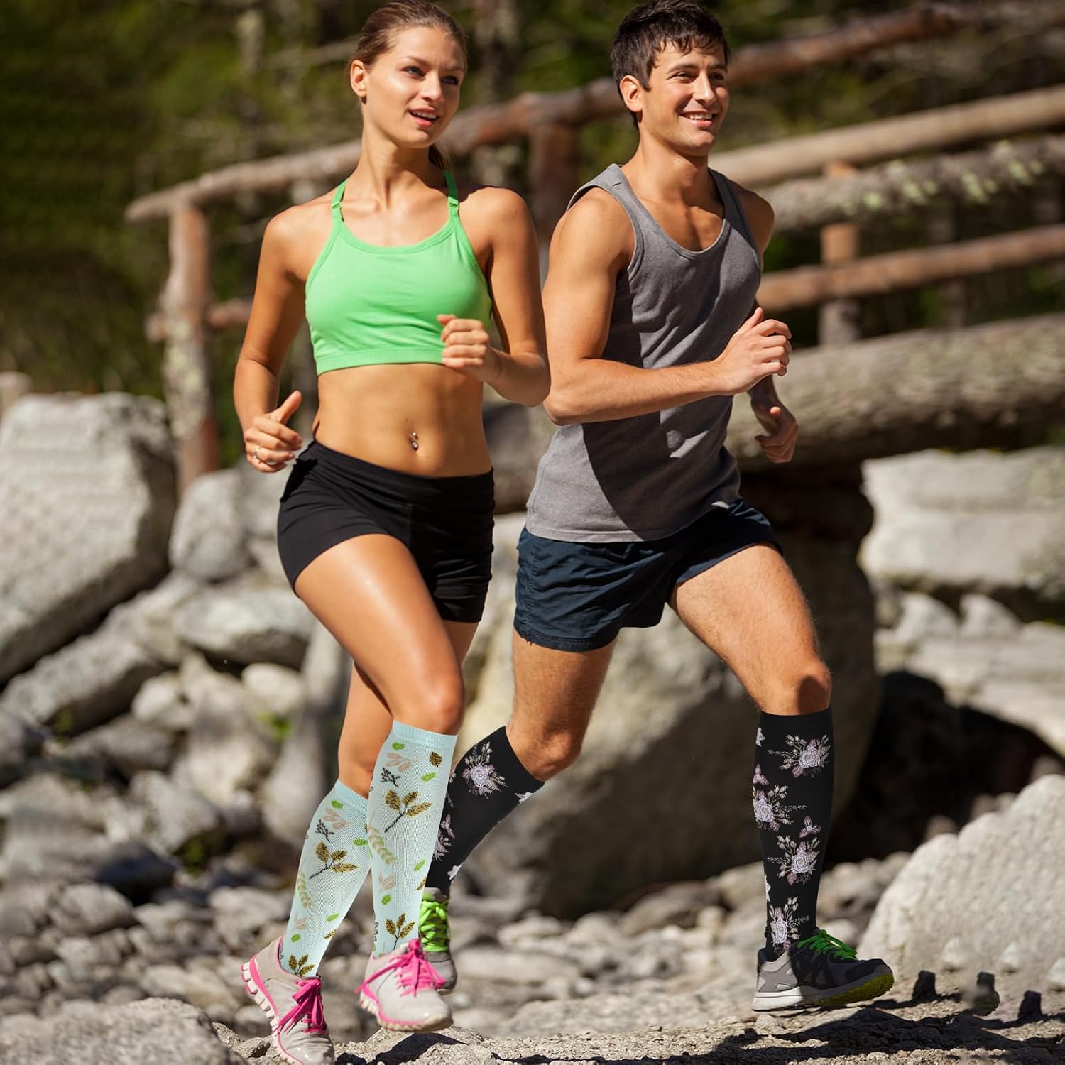 6 Pairs Compression Socks for Women Men Knee High
