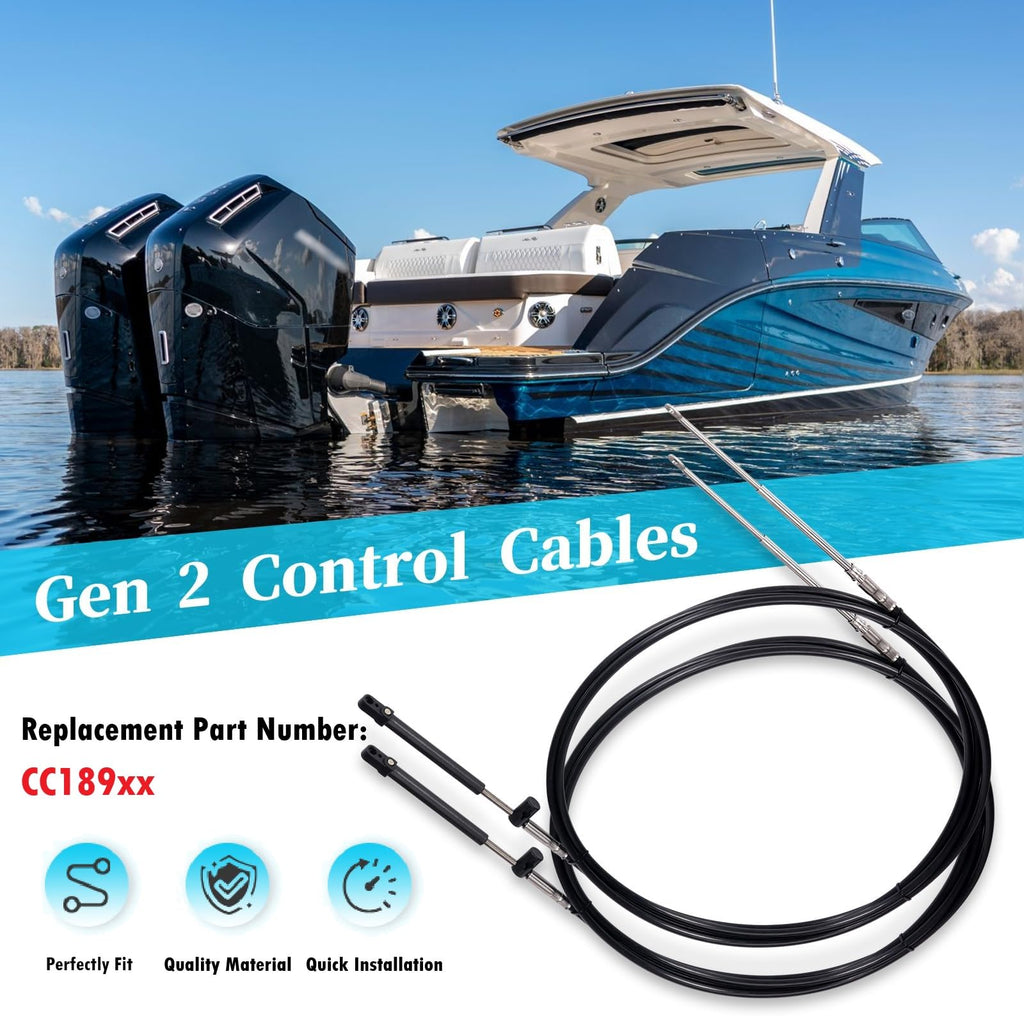 2pcs 12FT Gen2 Boat Throttle and Shift Cables For Mercury 4000 Control