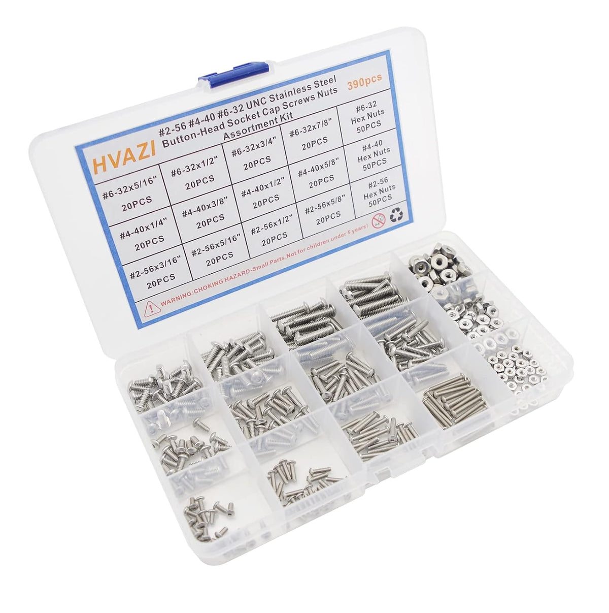 #2-56#4-40#6-32 UNC 304 SS Button-Head Socket Cap Screws & Nuts Kit