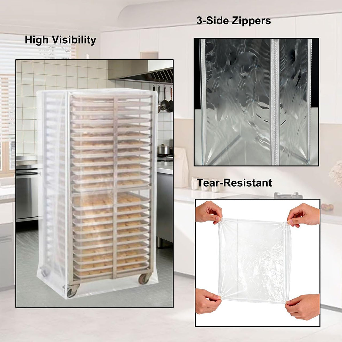 20 Tier Full Size Bun Rack Cover, Commercial Bakers Sheet Pan Racks Cover