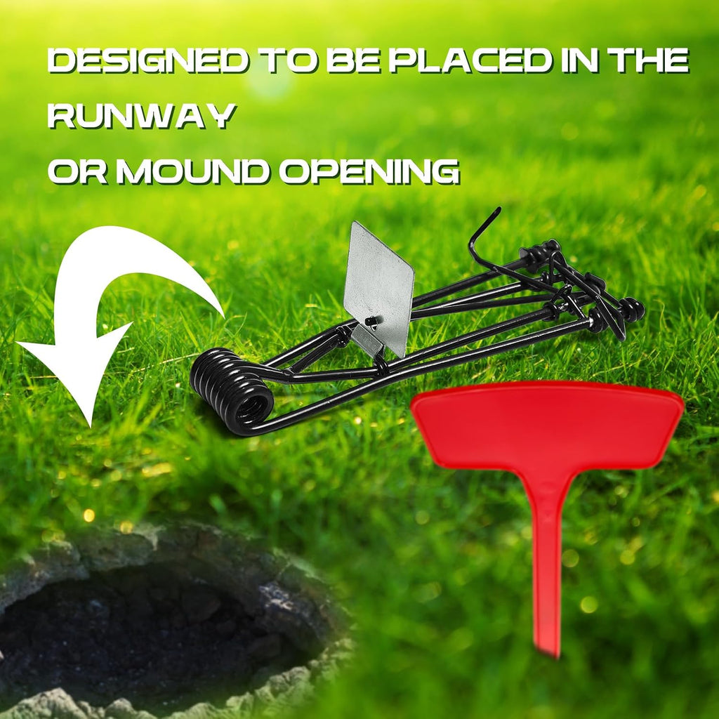 4 Pcs Outdoor Gopher Trap Easy to Set Mole Trap Bulk Weather Resistant Gopher Killer Vole with Red T Type Labels for