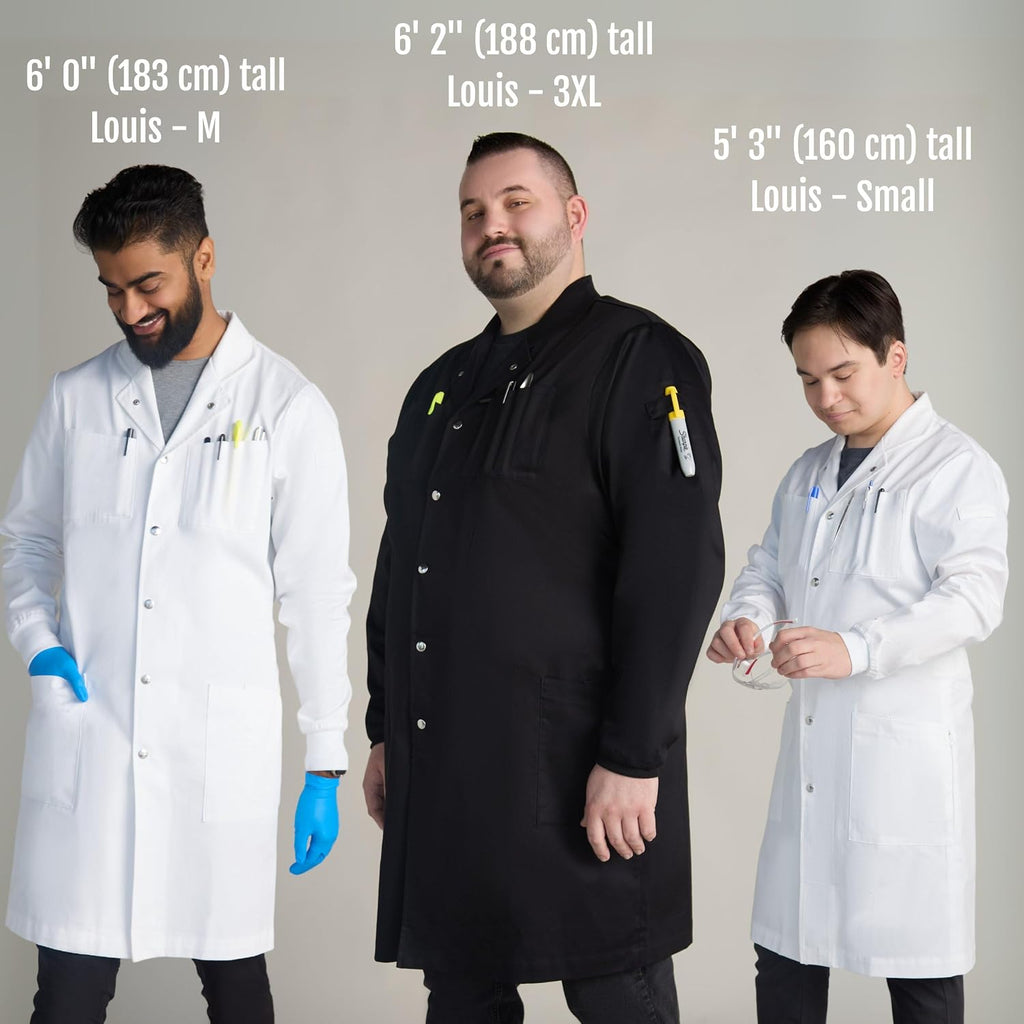 The Lab Coat Project: 100% Cotton Chemistry Men's 6-Pocket Long Cuffs Snaps