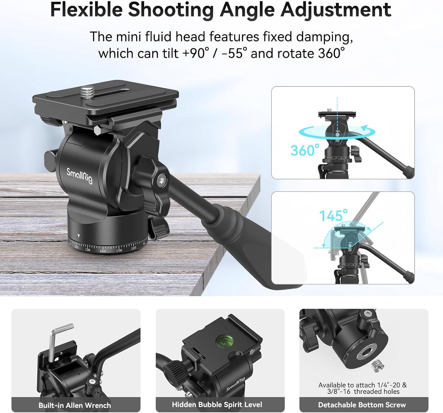 CT180 Video Tripod, 72" Camera Tripod Monopod with Fluid Head, Aluminum Camera Tripod, 360° Panorama Fluid Head for