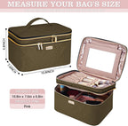 8.8L Double Layer Travel Makeup Bag With Mirror For Women, Large Cosmetic Case, Organizer for Travel-Size Accessories