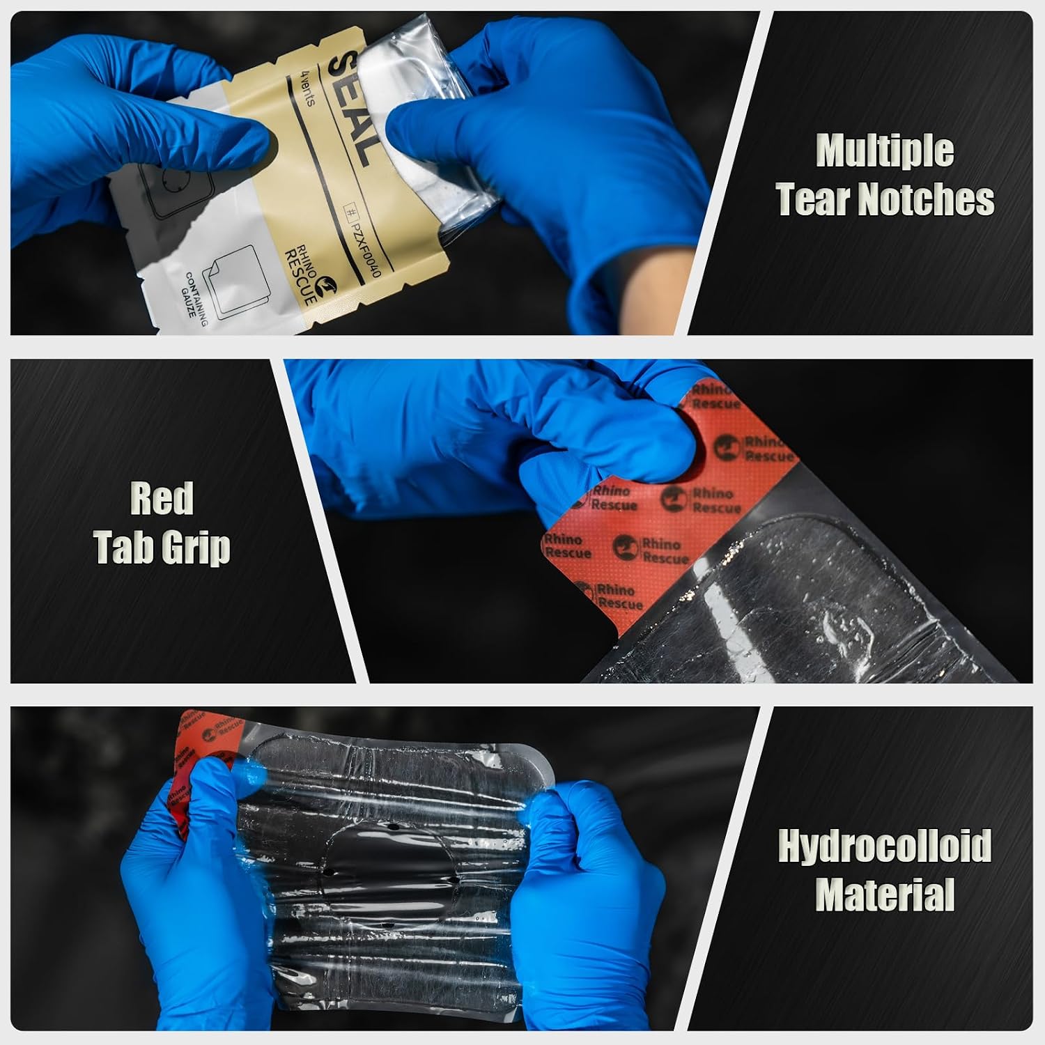 Vented Chest Seal, 4 Vents, Sterile Emergency Trauma Dressing, Occlusive Adhesive Pad, IFAK Trauma Refill Medical