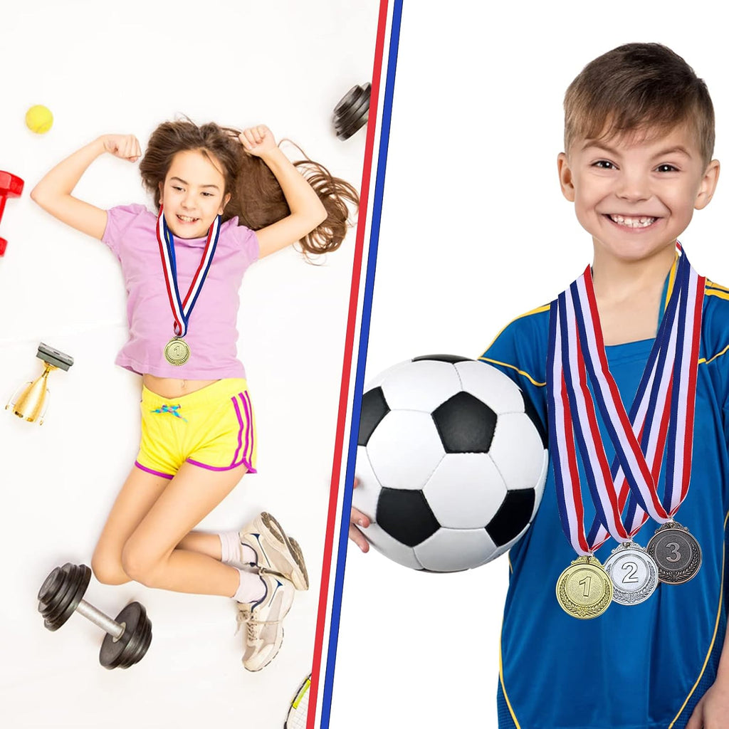 18 Award Medals, 2 Inch Gold, Silver and Bronze Prizes for Winners | 1st 2nd 3rd Place Medals with Neck Ribbon, Ideal