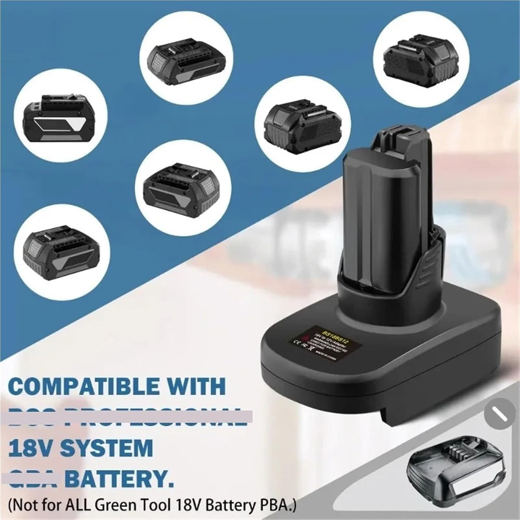 Lithium-ion Battery Adapter, Compatible with Bosch 18V Battery for Bosch 12V Tools, Power Tool Converter