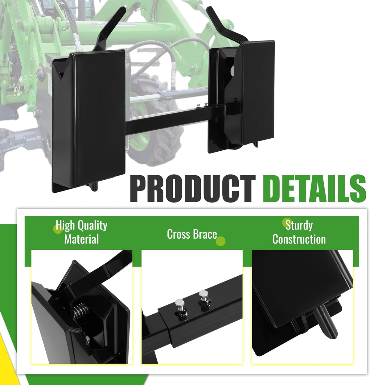 Adjustable Cross Brace Quick Attach Coupler Compatible with Most Bobcats Kubota Tractors Loaders Skid Steer Quick