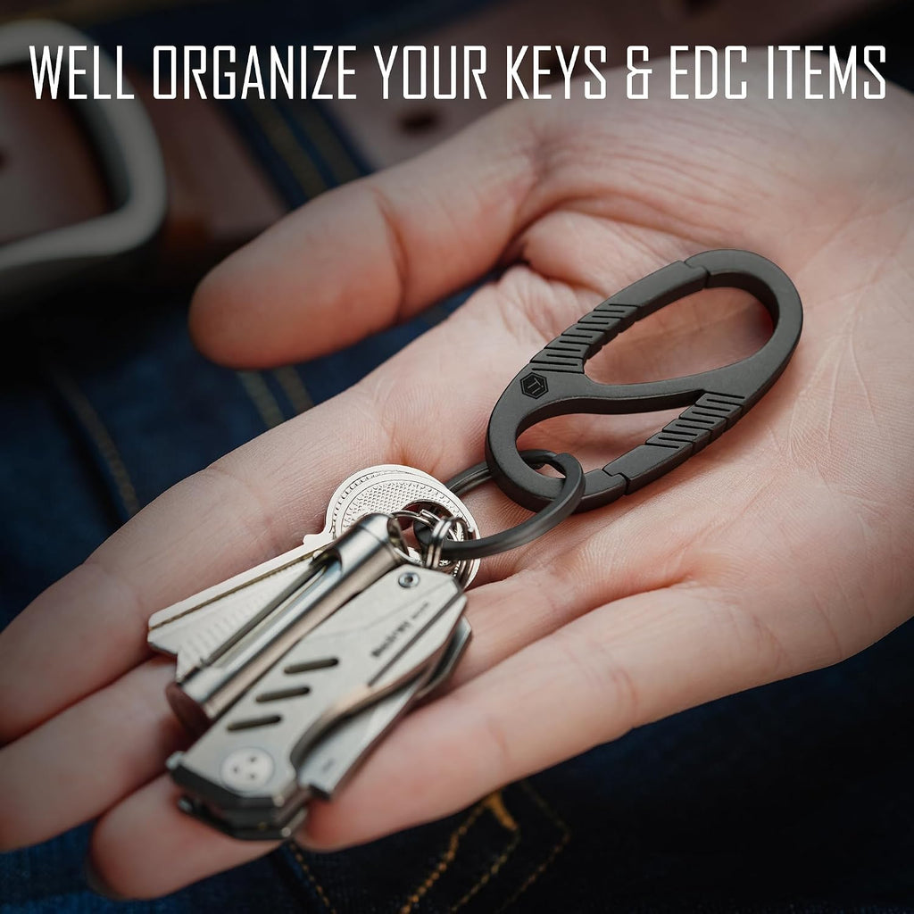 Titanium Carabiner Clip with Dual Gate Quick Release | Key Ring Organizer, Lightweight Titanium Material, Compact