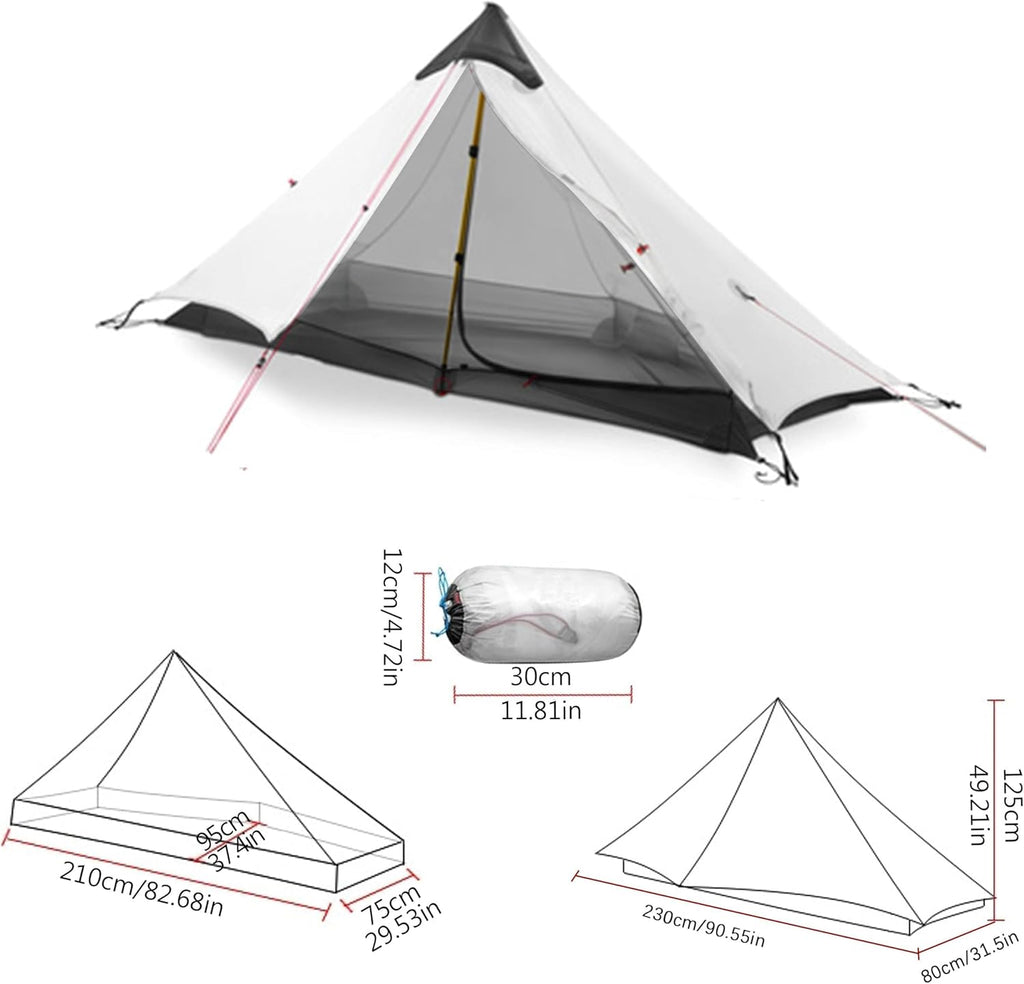 1 Person Ultralight Backpacking Tent - 3 Season (2lbs only) | 15D Ripstop Nylon Rainfly, 5000mm Waterproof, Bathtub