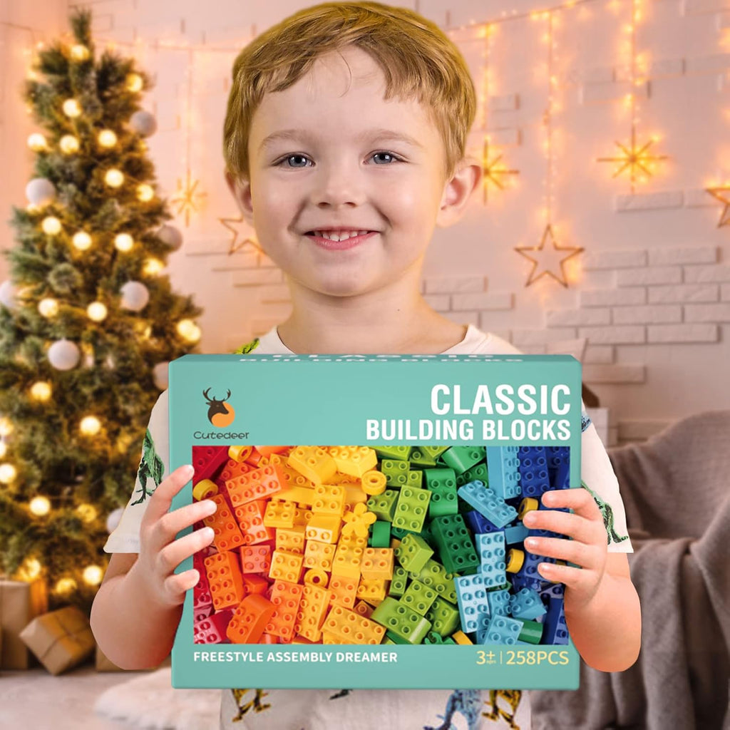 258 Piece Classic Big Building Blocks Set for Kids Toddlers Compatible with All Major Brands, Large Building Bricks