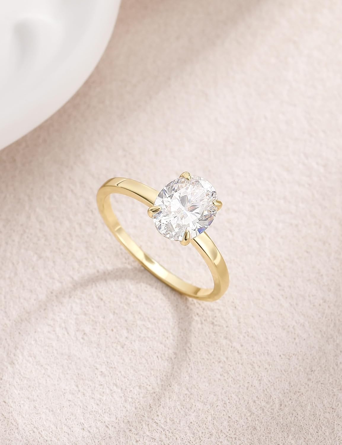 3CT 925 Sterling Silver Engagement Rings Oval Cut Solitaire Cubic Zirconia CZ Wedding Promise Rings for Her Wedding