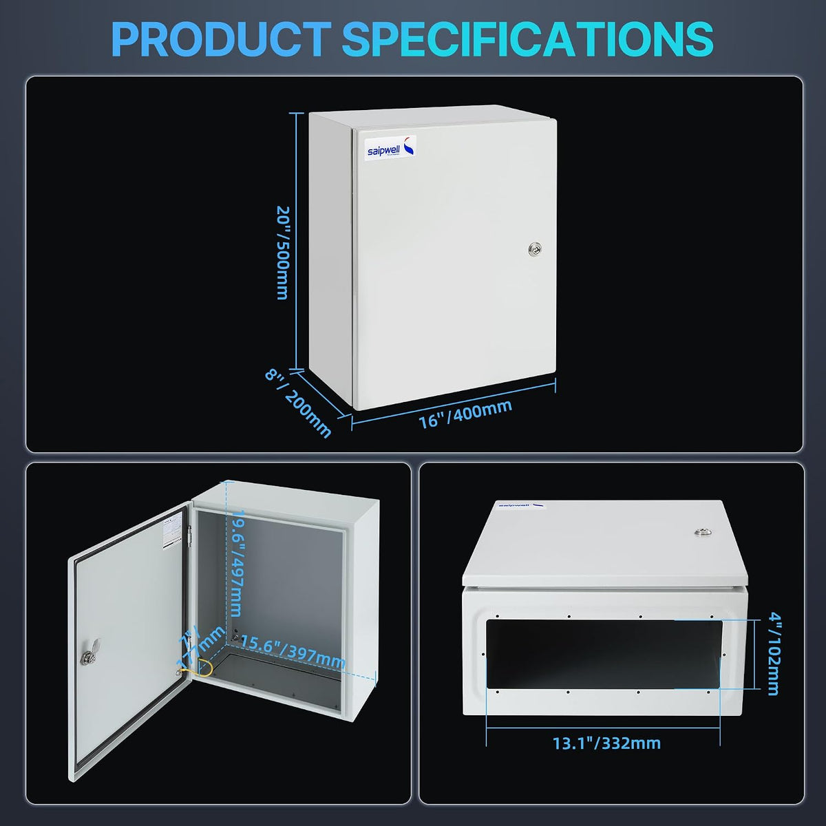 20x16x8 NEMA 4X Electrical Enclosure Metal Outdoor Enclosure Box