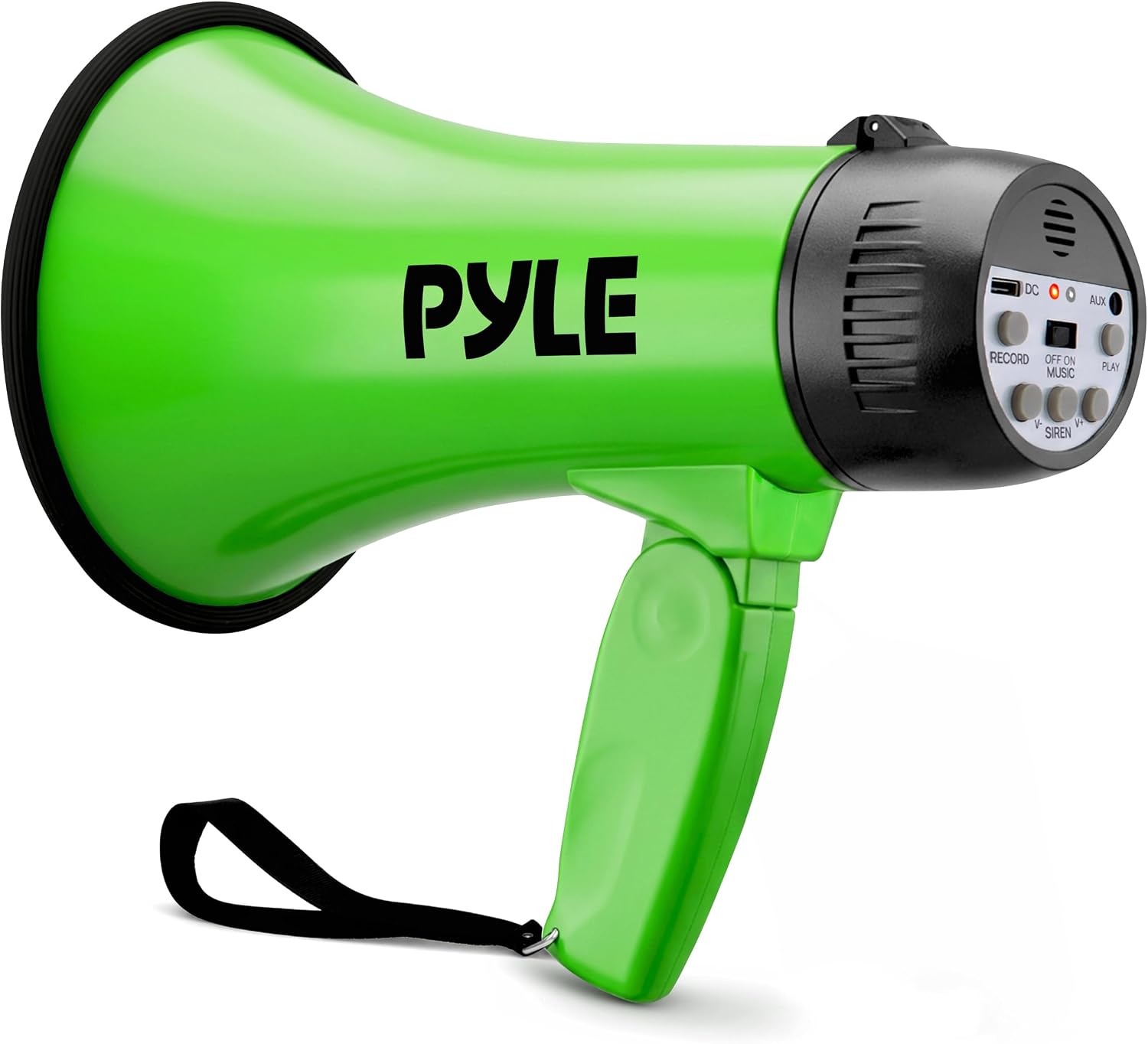 Rechargeable Bullhorn Megaphone with Voice Recording, AUX Input & Siren, USB-C Fast Charging, 1200-Yard Voice Range