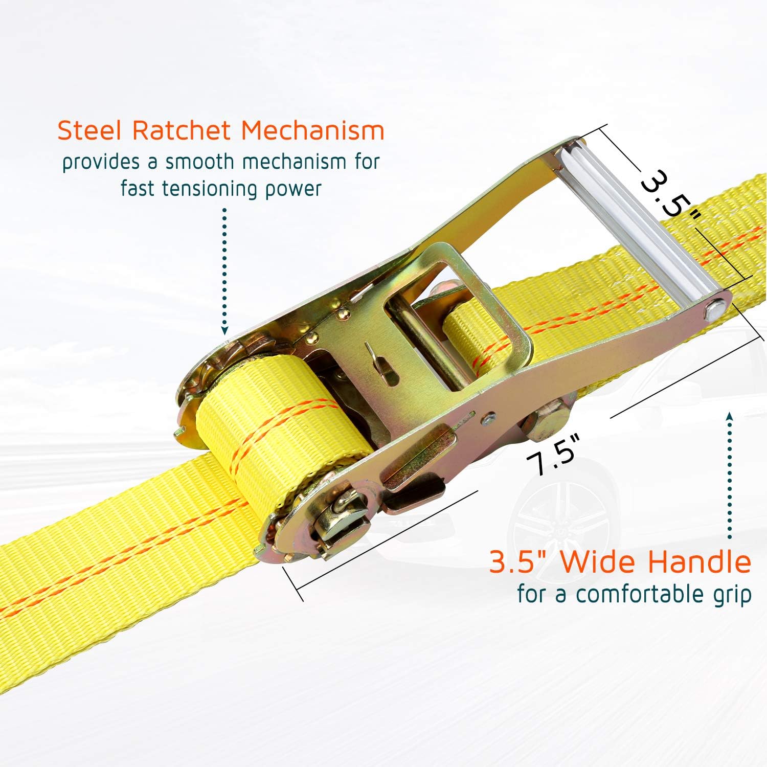 Car Tie Down Straps for Trailers, 2 Inch x 96 Inch Heavy Duty Car Hauler Ratchet Straps, 4 Pack Axle Straps
