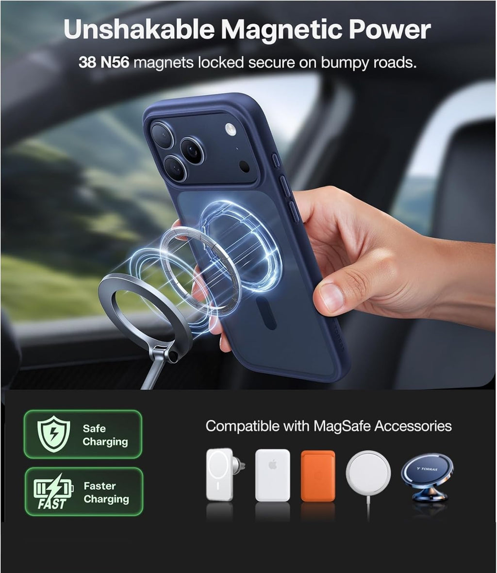 Magnetic Shockproof for iPhone 17 Pro Case, Camera Control, Fit for MagSafe, Military-Grade Protection, Translucent