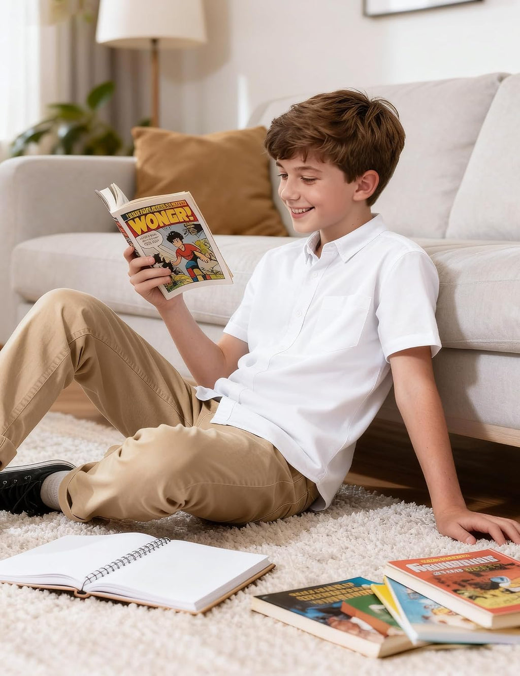 Boys Button Down Dress Shirts Short Sleeve Uniform Oxford Shirt