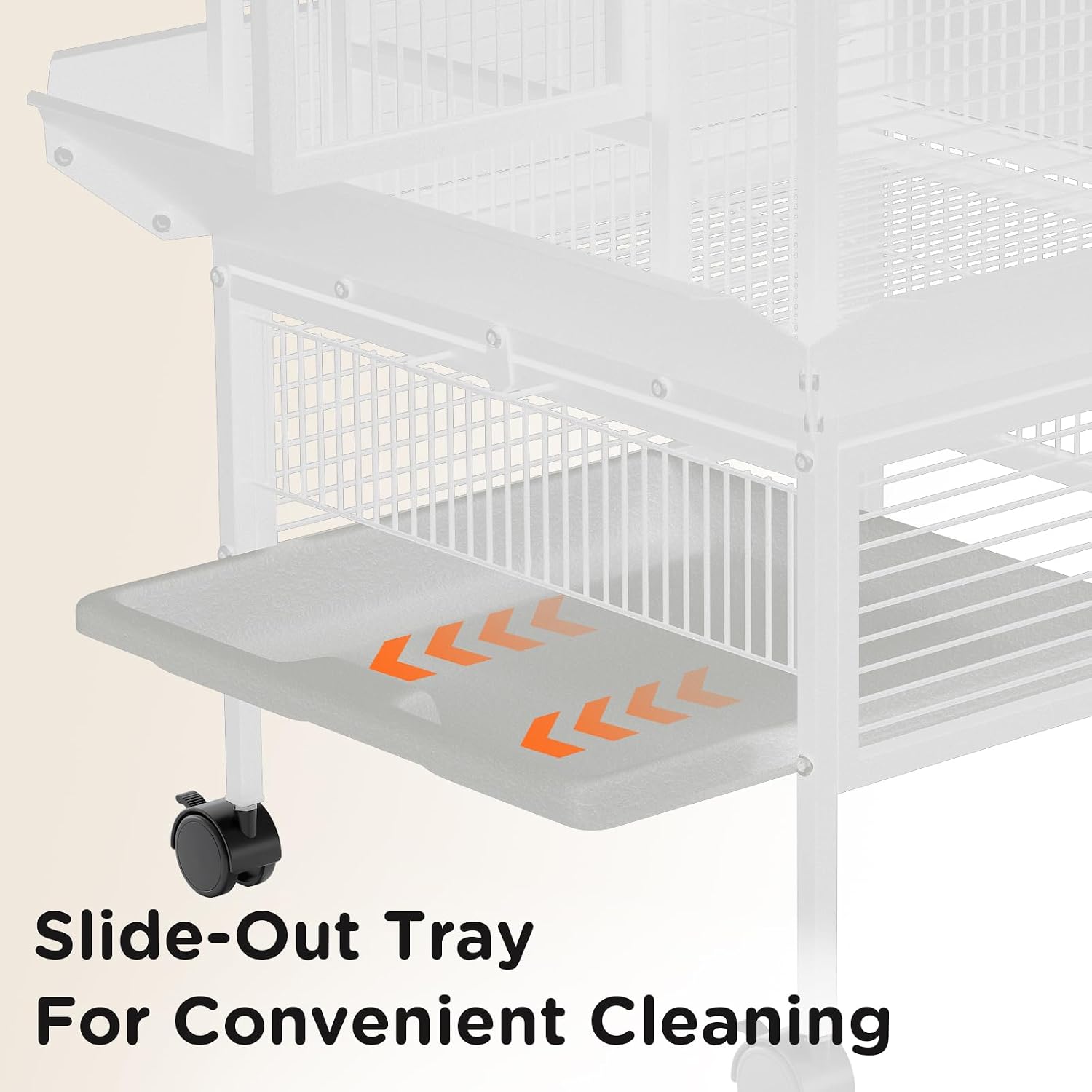 60 Inch White Parrot Cage with Play Top & 4 Feeder Bowls | Wrought Iron Large Bird Cage with Rolling Stand for