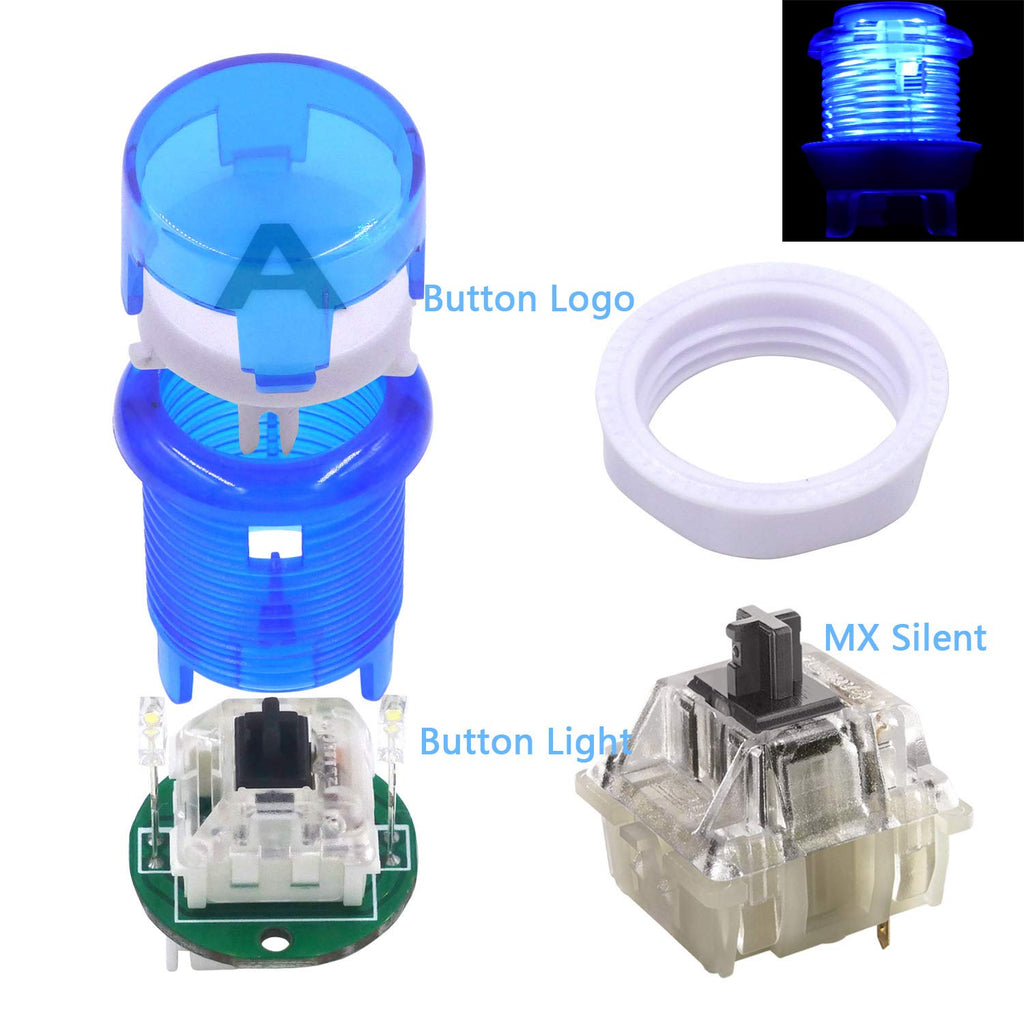 Arcade 2 Player Game Controller Stick DIY Kit LED Buttons with Logo MX Microswitch 8 Way Joystick USB Encoder Cable