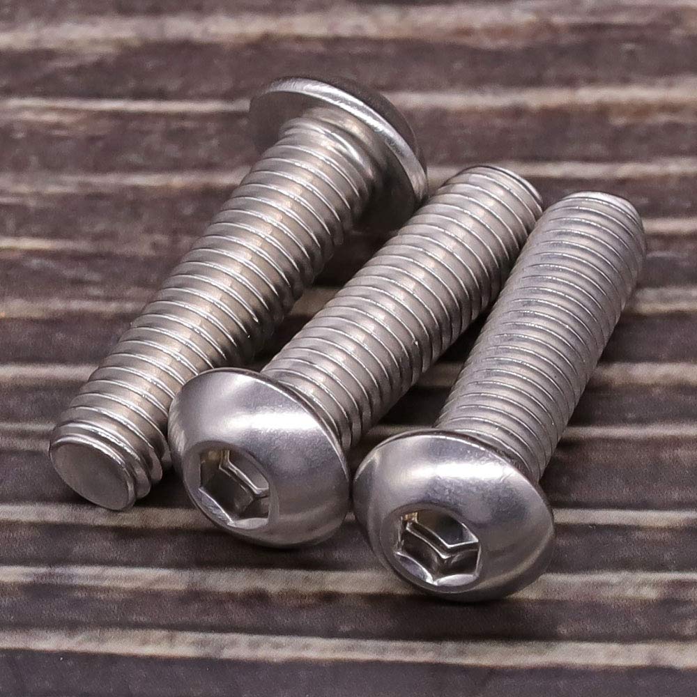 M10-1.5 x 25mm Button Head Socket Cap Screws 304 Stainless Steel 18-8 Hex Socket Cap Screws, Allen Hex Drive, Full Thread, Coarse Thread UNC, 20 PCS