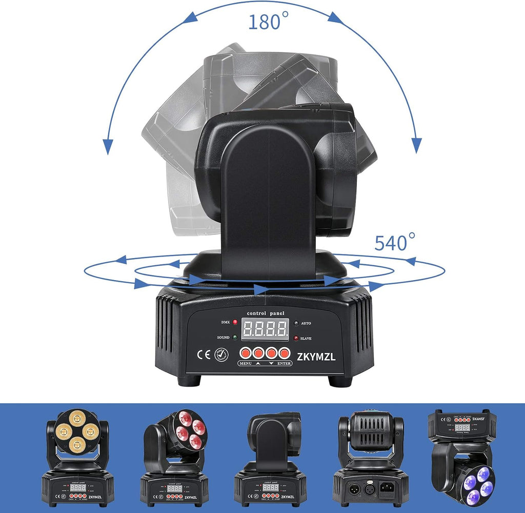 RGBWA/UV 6 in 1 LED Stage Lighting Mini 50W Wash Rotating Light Moving Head dj Lights with DMX512 for Parties Disco