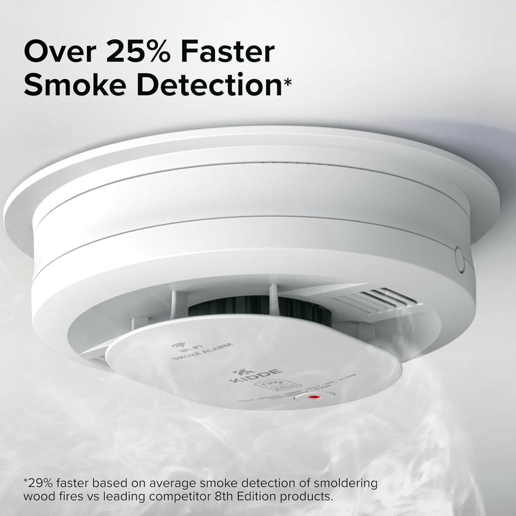 Smart Smoke and Carbon Monoxide Detector, Ring App Enabled for Real-Time Notifications, Hardwired Alarm, AA Backup