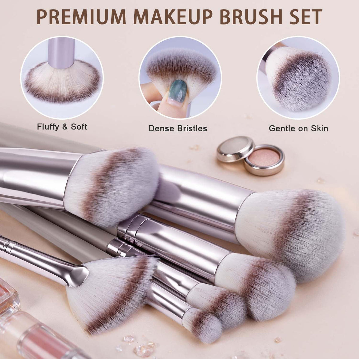 55Pcs Brown Makeup Brushes Set Professional Makeup Kit Multi-functional Makeup Tool Set with Case Facial Makeup