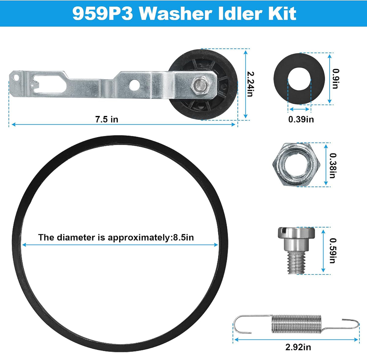 959P3 Washer Idler Pulley Kit Fit for Speed Queen Series