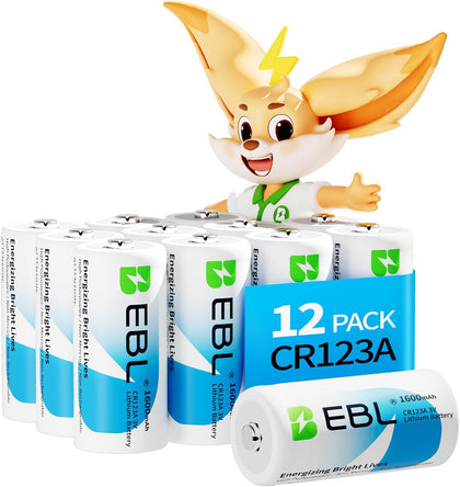 12 Count CR123A 3V Lithium Battery 1600mAh High Capacity CR123 CR17345 for Arlo Pro/Go