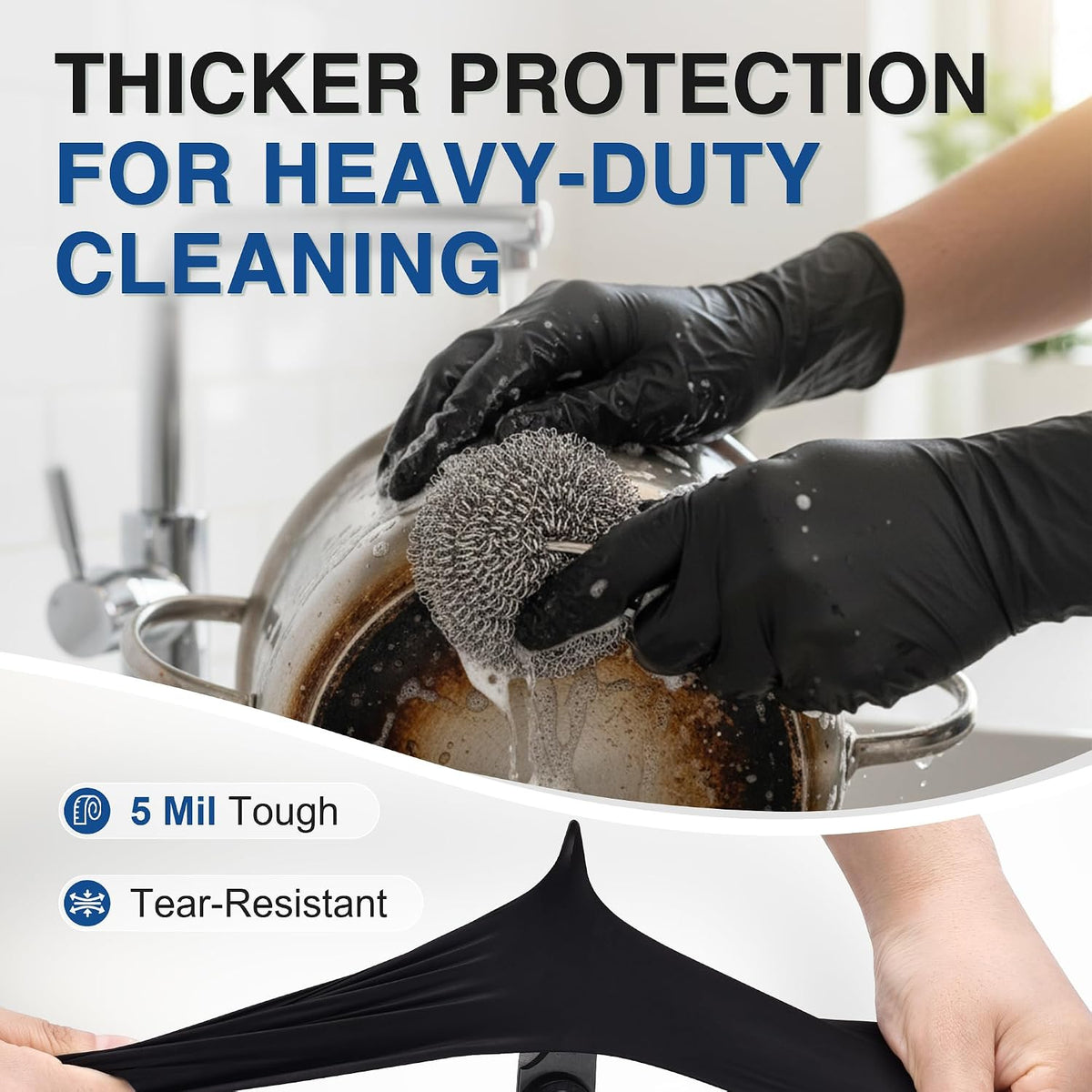 Black Nitrile Gloves, Gloves Disposable Latex Free, Powder Free