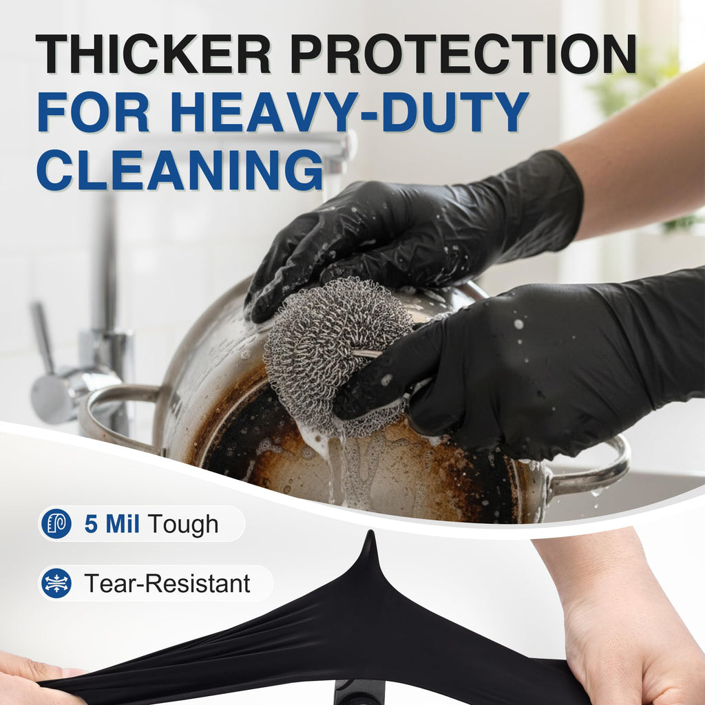 Black Nitrile Gloves, Gloves Disposable Latex Free, Powder Free